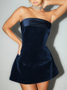 Zipper Tube Top Velvet Mini&Short Dresses