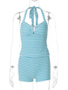 Liber Summer Women's Backless Stripes 2-piece Sets