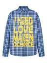 Punk Loose Plaid Printed Letters Plaid Long-sleeved Shirt