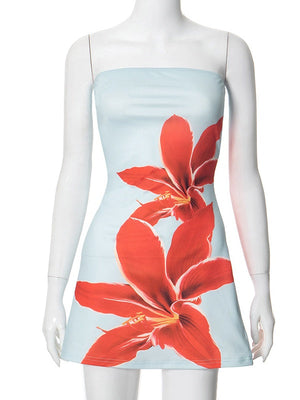 Liber Summer Women's Off-shoulder Flowers Mini&Short Dresses