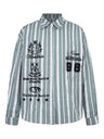 Plaid Retro Vibe Badge Embroidery Lapel Long-sleeved Shirt
