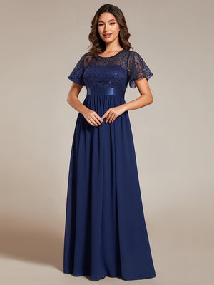 High Waist Sequins Spliced Long Dress