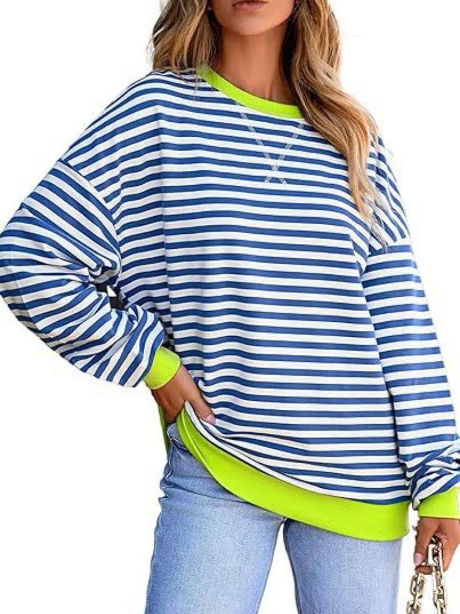 Liber Summer Women's Contrasting colors Stripes Sweatshirts&Hoodies