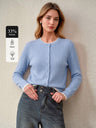 Wool-Blend Cable-Knit Cardigan with Contrast Hem