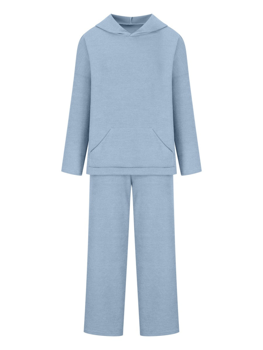 Liber Autumn women's hooded solid color sweatshirt long sleeve two-piece suit