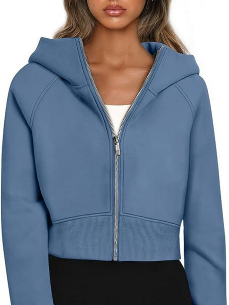 Hooded, Zip-up, Fleece-lined, Warm Sweatshirt/cardigan/outerwear For Autumn And Winter