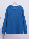 Liber Crew Neck Loose Solid Color Knitted Sweater