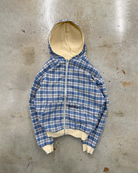 Ins Style Lattice Lining Double-sided Street Fashion Hooded Zip-up Sweatshirt
