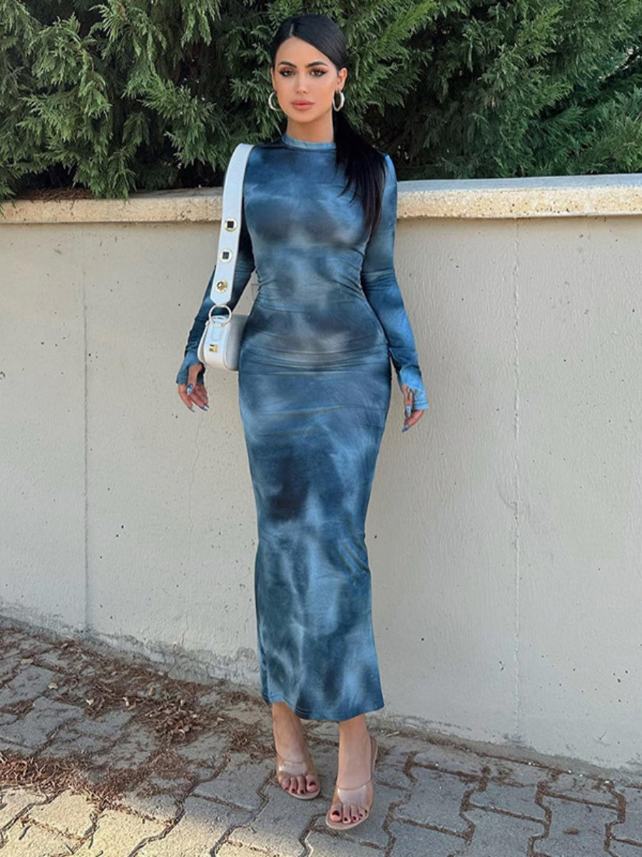 Tie-dye Slim Fit Maxi Dresses