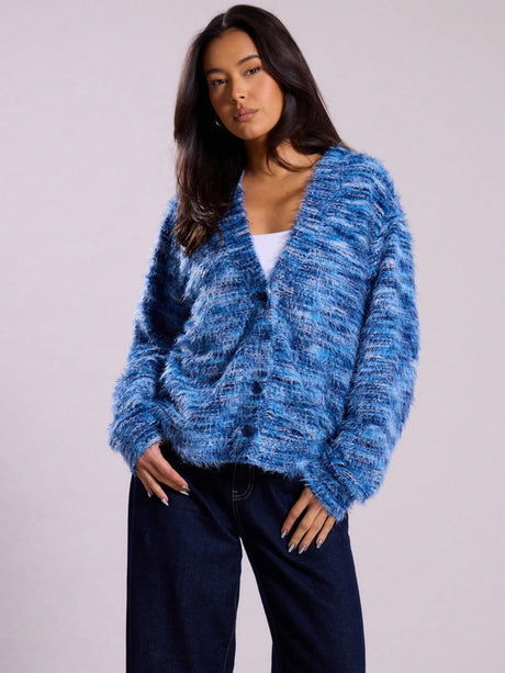 Fluffy Color matching Buttons Cardigans