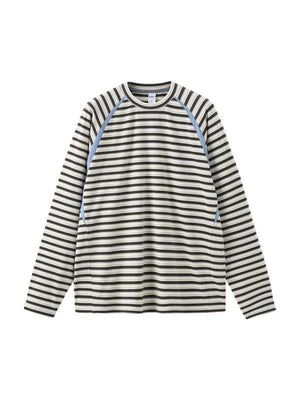 Contrasting Colors Stripes Splicing Long Sleeve Crew Neck T-shirt