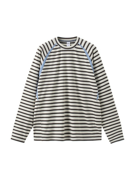 Contrasting Colors Stripes Splicing Long Sleeve Crew Neck T-shirt