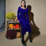 Tight-fitting Gold Velvet Pleated Long Dress
