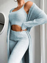 Fashion Solid Color Sexy V-neck Plush 3-piece Sets