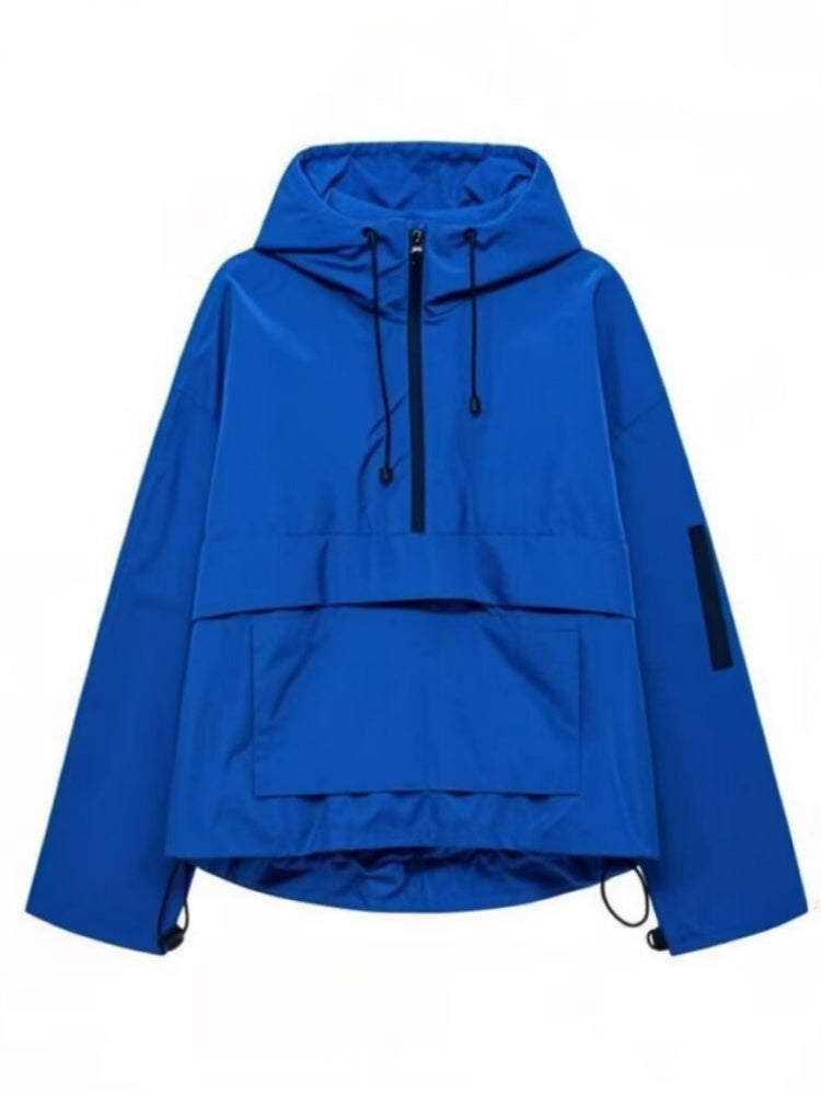 Casual Workwear Style Hooded Pocket Zipper Jacket