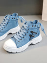 Heart Zipper Denim High-Top Casual Sneakers