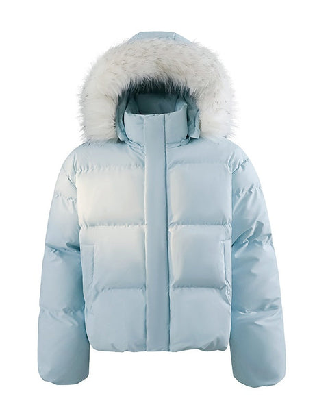 Thickening PU Leather Keep Warm Short Hooded Cotton-padded Clothes Parker Coat