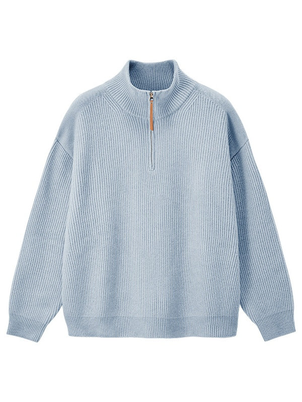 Half Zipper Turtleneck Old Money Style Sweaters