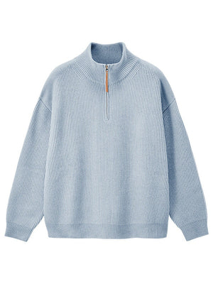Half Zipper Turtleneck Old Money Style Sweaters