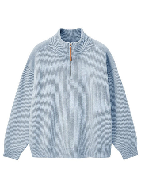 Half Zipper Turtleneck Old Money Style Sweaters