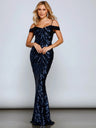 Liber Autumn women's sequins Off Shoulder Fishtail suspender long dress