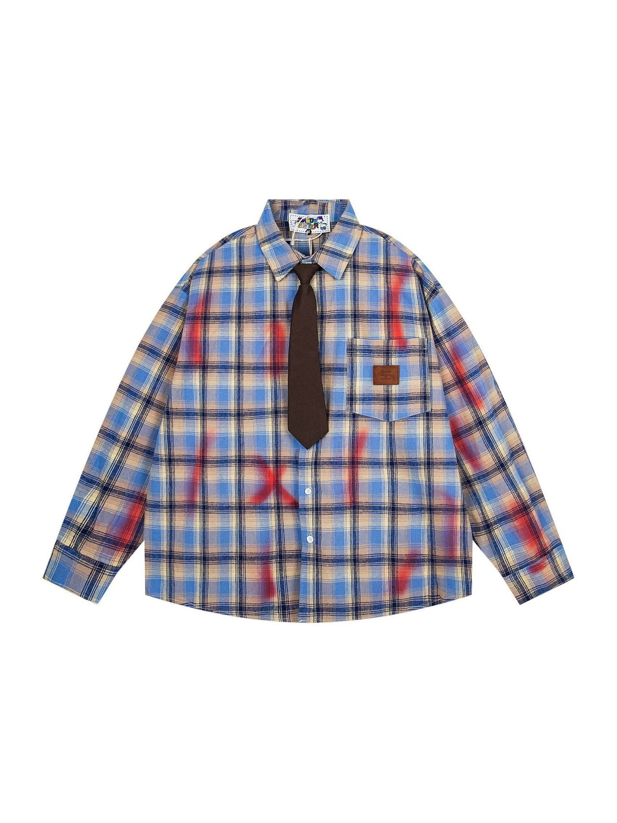 Liber Autumn Neutral wear Pocket decoration Plaid Shirts