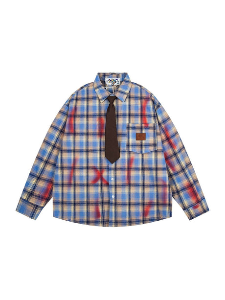 Liber Autumn Neutral wear Pocket decoration Plaid Shirts