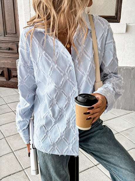 Women's Lace Blue Studded Shirt