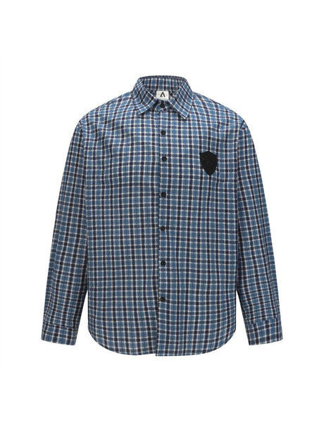 Liber Autumn Neutral wear Appliqué embroidery Plaid Shirts
