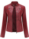 Three-dimensional Decoration Stand Collar Slim Fit Leather Jacket