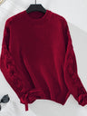 Lace Up Bow Long Sleeve Knitting Pullover Sweater