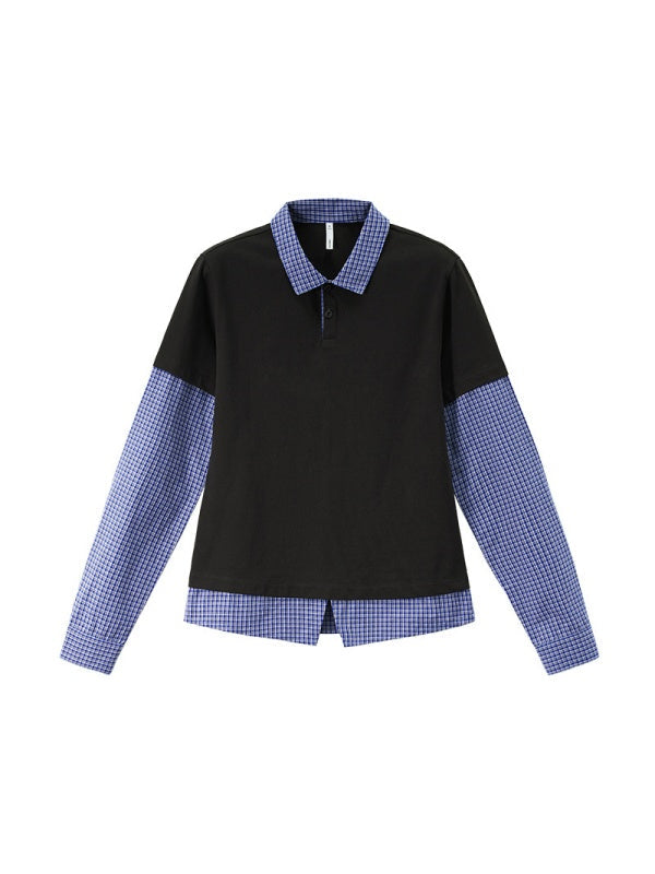 Liber Autumn Neutral wear Fake two pieces Letter Polo