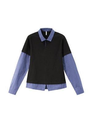 Liber Autumn Neutral wear Fake two pieces Letter Polo