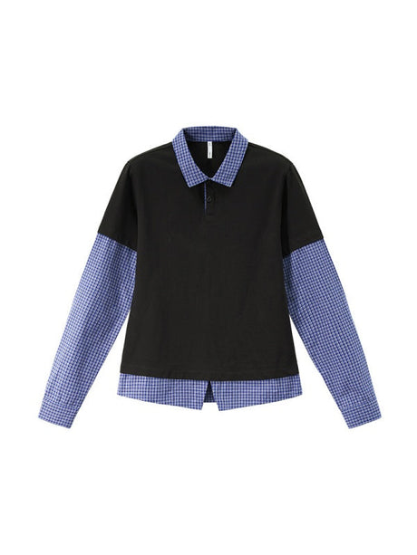 Liber Autumn Neutral wear Fake two pieces Letter Polo