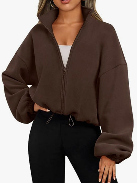 Liber Autumn Women's Zipper Solid Color Sweatshirts&Hoodies