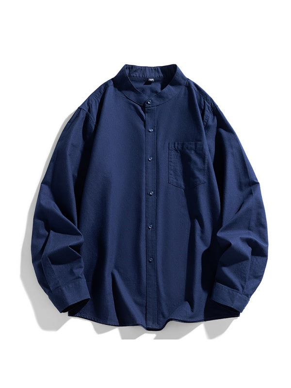 Liber Summer Men's Pocket decoration Solid Color Shirts