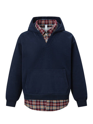 Plaid Splicing Loose Sports Hoodies