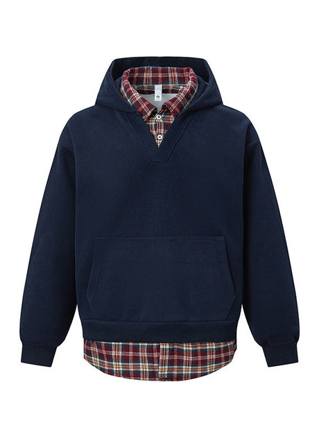 Plaid Splicing Loose Sports Hoodies