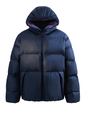 Maillard Contrasting Colors Keep Warm Hooded Coat