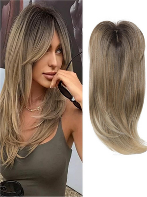 Invisible, Seamless, Long, Curly Wig With White Hair Covering