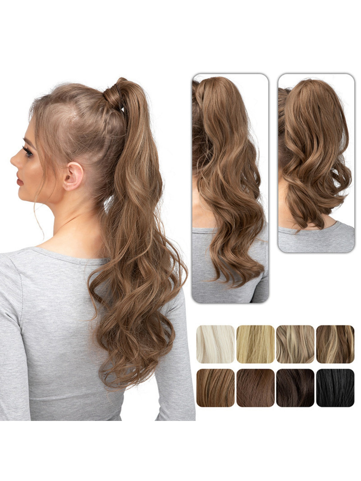 Long, Wavy, Natural Curl Wig With Wrap-around Design