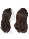 Fishbone Braid Headband Integrated Hair Replacement Long Curly Half-head Wig
