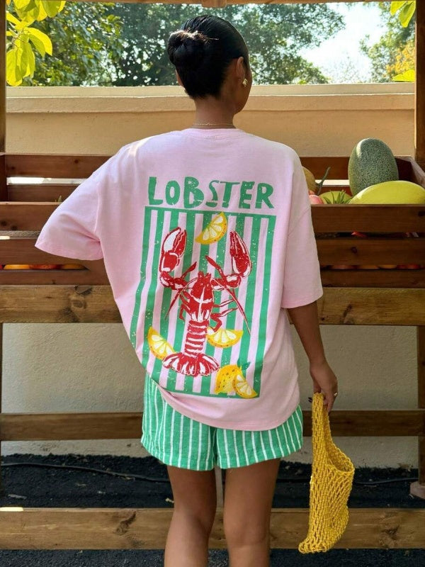 Casual And Versatile 3D Letter Pattern T-shirt