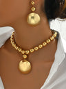 Metal Beads Necklace And Earrings Jewelry Sets