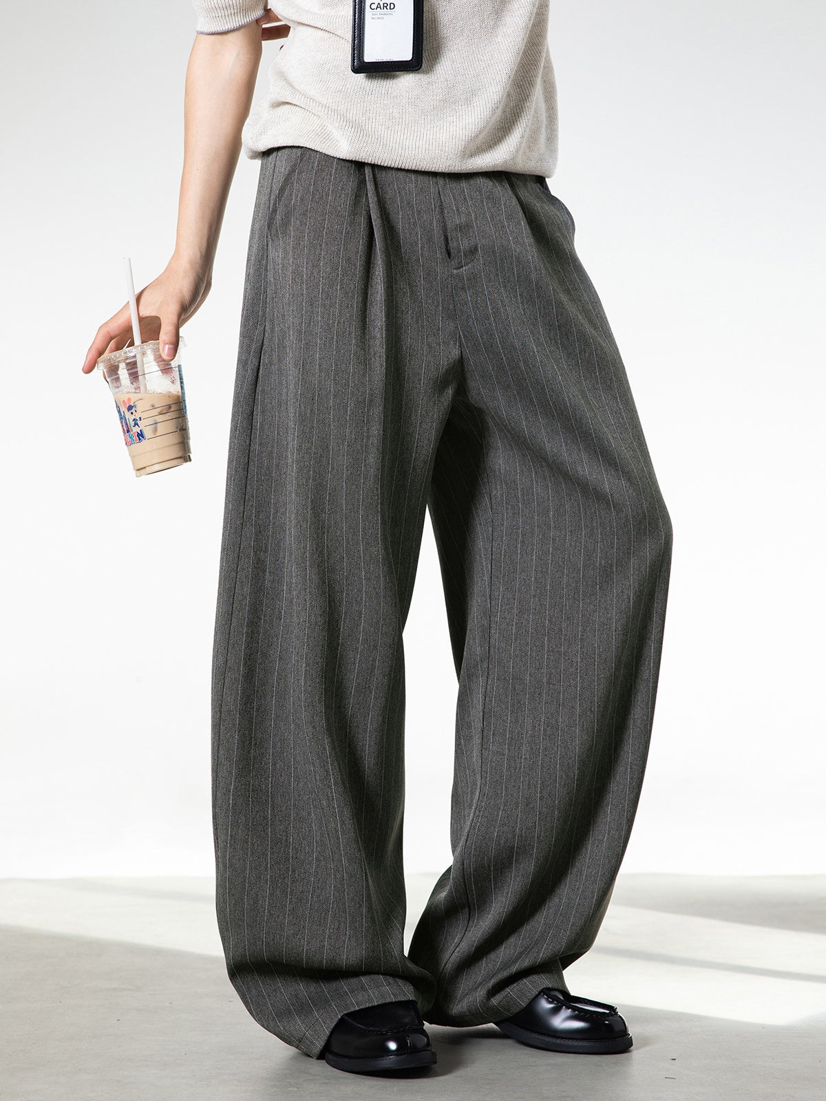 【EXPÉDITION NORMALE】Pantalon habillé à rayures style vieille fortune, coupe ample