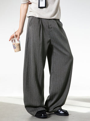 【EXPÉDITION NORMALE】Pantalon habillé à rayures style vieille fortune, coupe ample