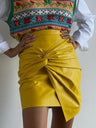 Pleated High-waisted Knot Hip Wrap Skirts
