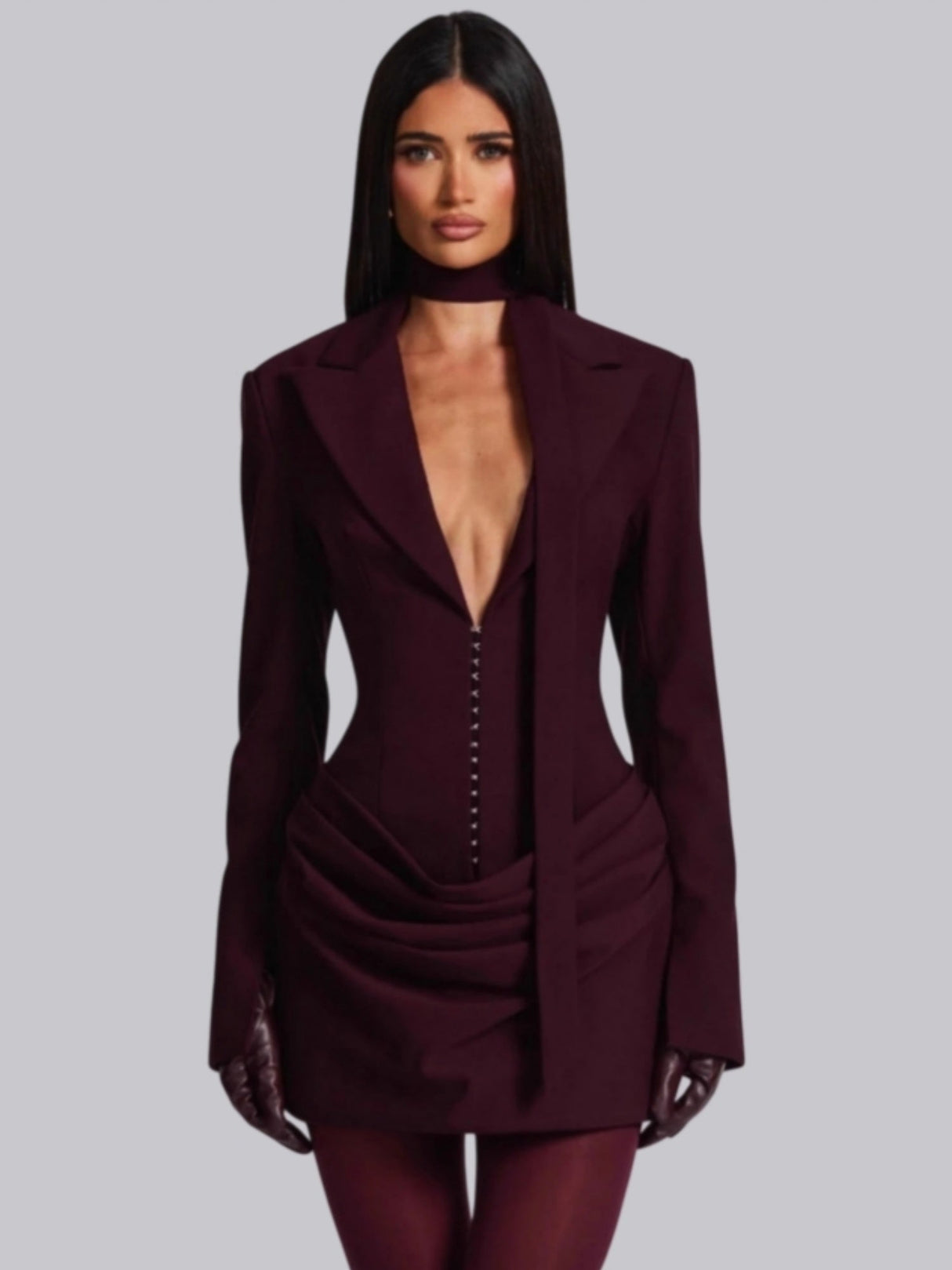 Lapel Waist-cinching Pleats Grace Suit Mini&Short Dresses