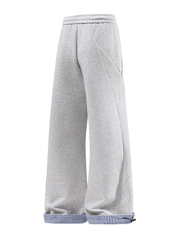 Plaid Color-blocked Patchwork Pants