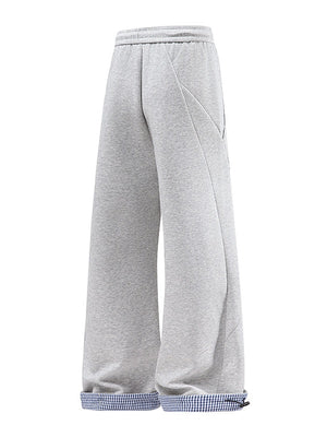 Plaid Color-blocked Patchwork Pants